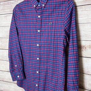 Vineyard Vines Kids Plaid Button Down Shirt - Blue and Red